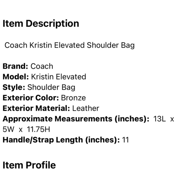 Coach Bronze Leather Kristin Shoulder Bag Approx 13”x 11.75”x 5” w/ dust bag EUC - Picture 6 of 6
